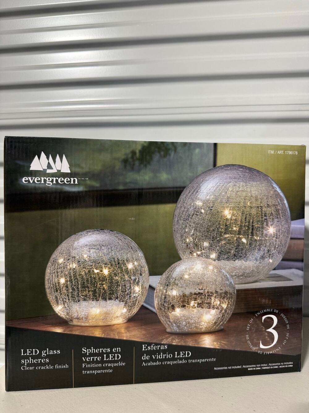 Evergreen Led Glass Spheres Clear Crack Finish